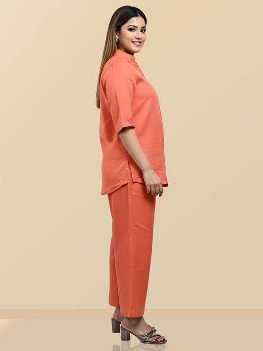 ORANGE WOMEN COORDS SET