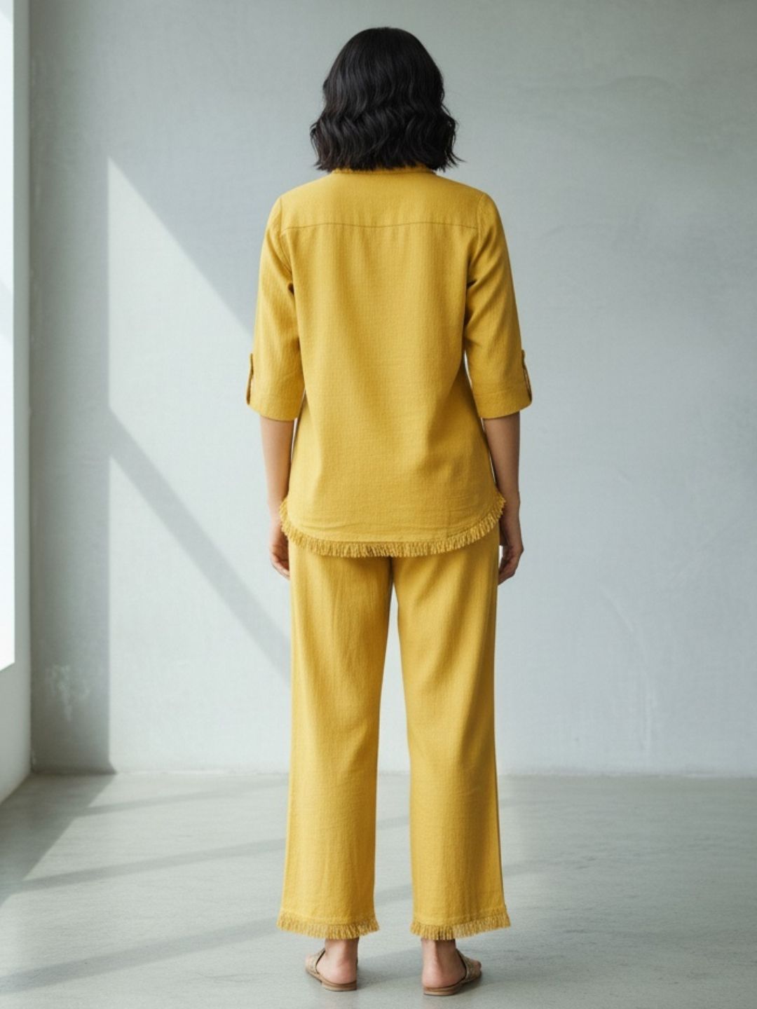 HONEY EDIT- MUSTARD EMBROIDERED FRINGE COORDS