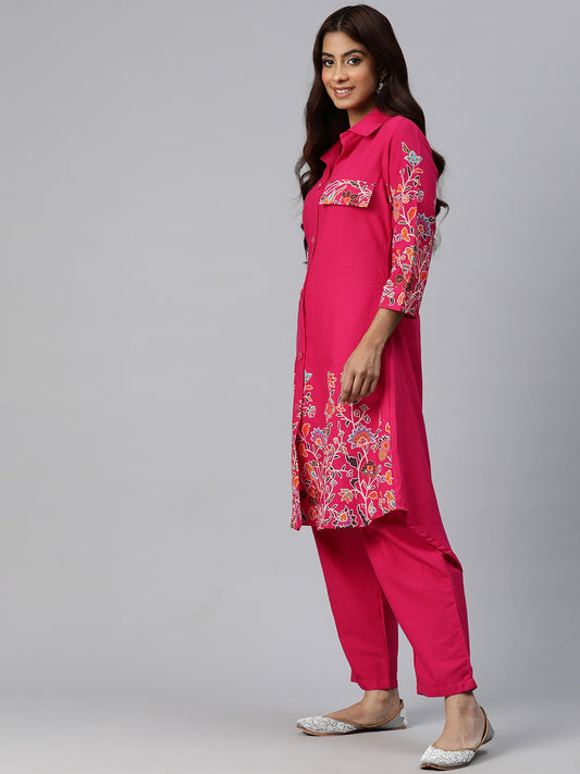 PINK EMBROIDERY COORDS SET