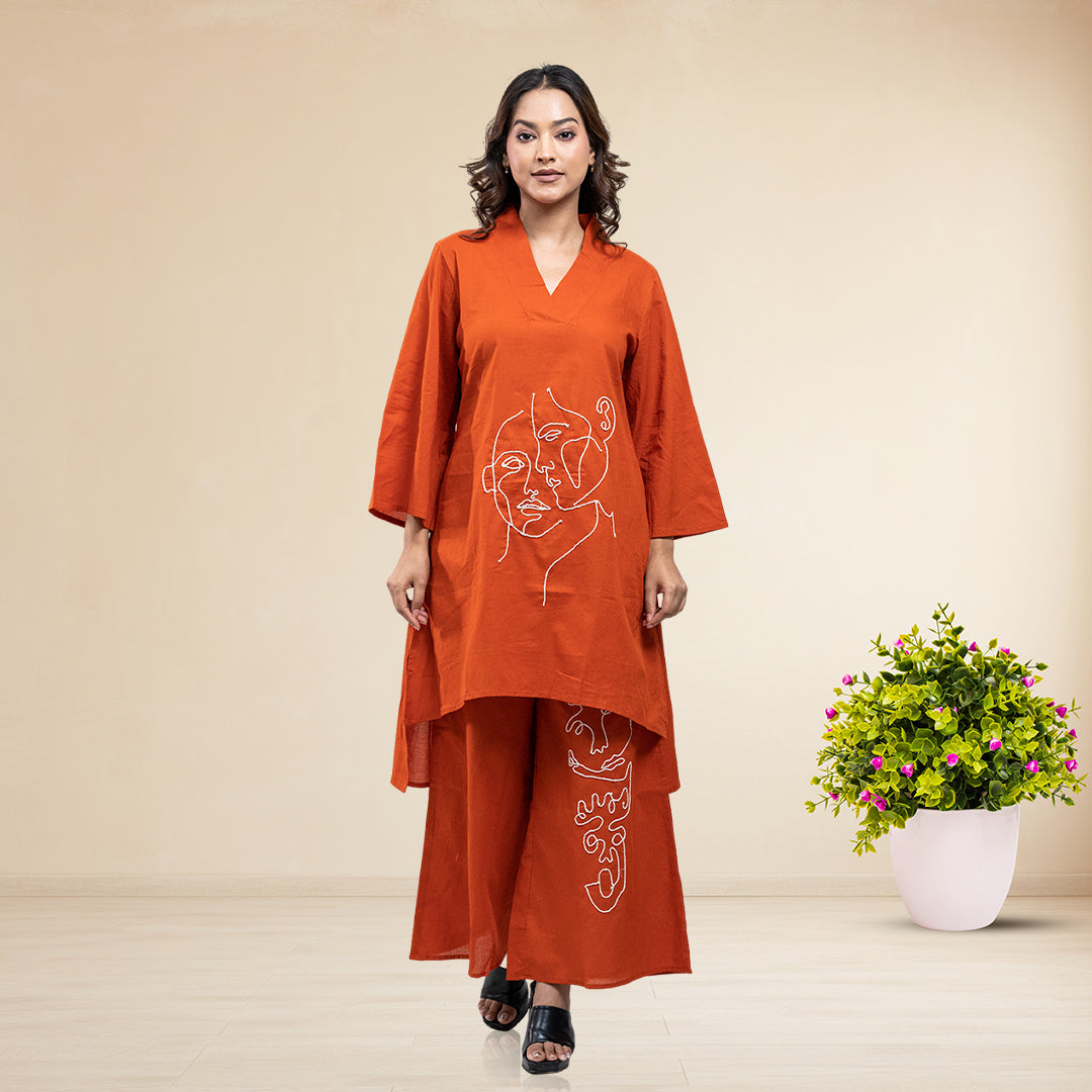 RuAK EDIT RUST FACE EMBROIDERED COORDS SET