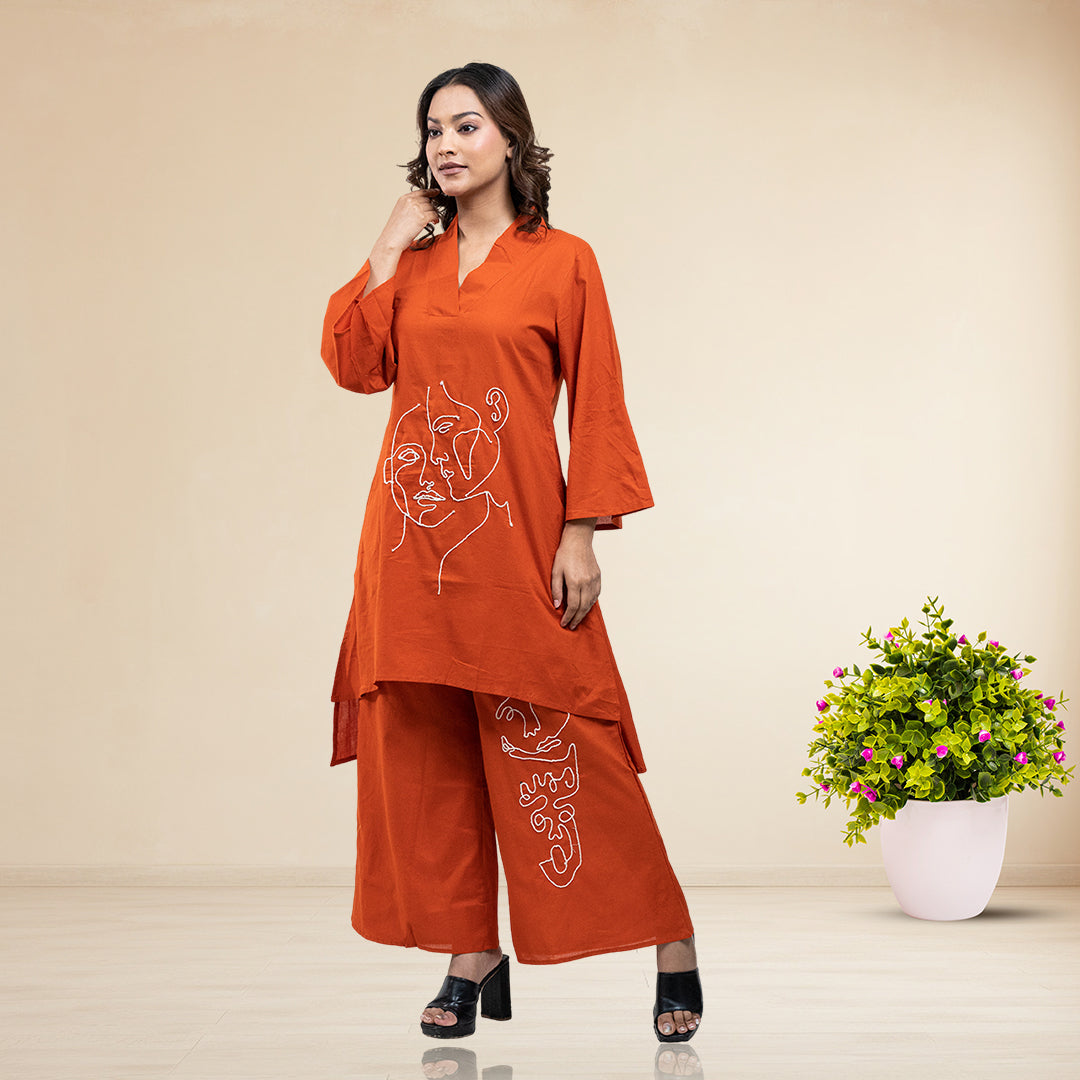 RuAK EDIT RUST FACE EMBROIDERED COORDS SET