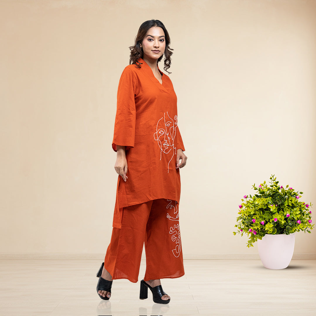 RuAK EDIT RUST FACE EMBROIDERED COORDS SET