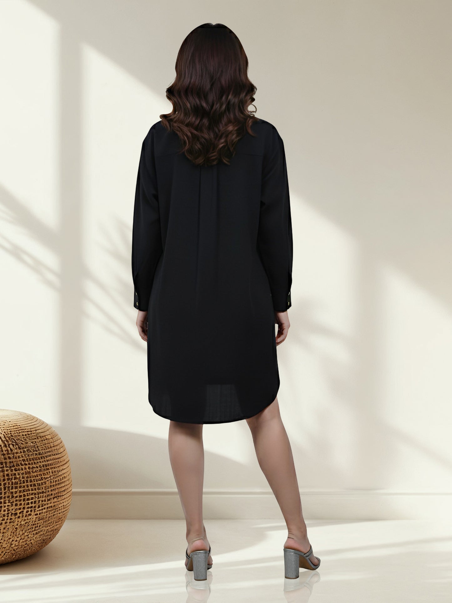 RuAK EDIT OVERSIZED BLACK BUTTON-DOWN SHIRT