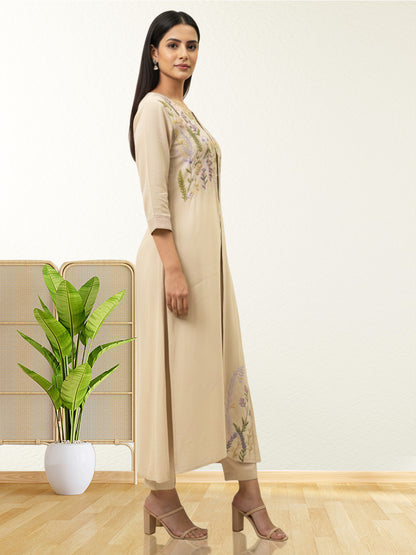 BEIGE HANDWORK MAXI