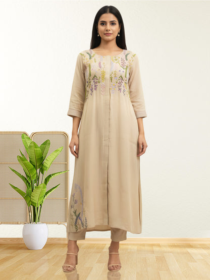 BEIGE HANDWORK MAXI