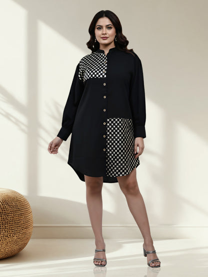 RuAK EDIT OVERSIZED BLACK BUTTON-DOWN SHIRT