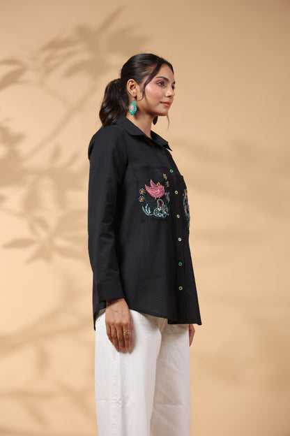 BLACK POLKA DOT PATTERN SHIRT