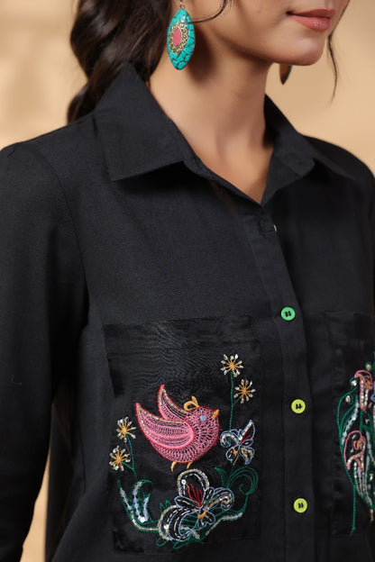 BLACK POLKA DOT PATTERN SHIRT