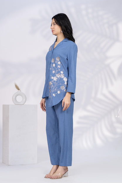 BLUE COTTON FABRIC COORDS SET