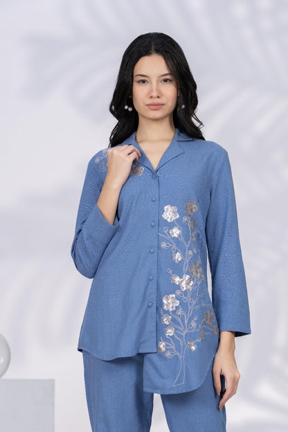 BLUE COTTON FABRIC COORDS SET