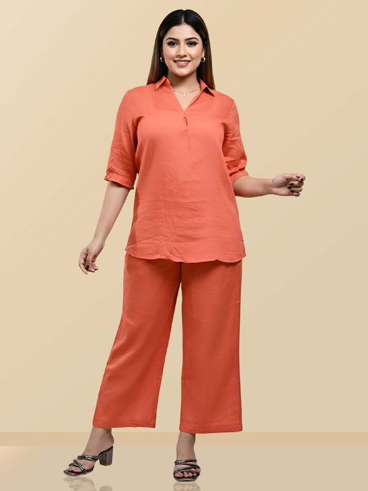 ORANGE WOMEN COORDS SET