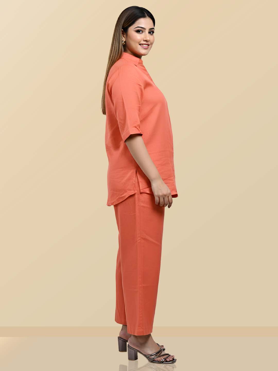 ORANGE WOMEN COORDS SET