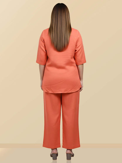 ORANGE WOMEN COORDS SET