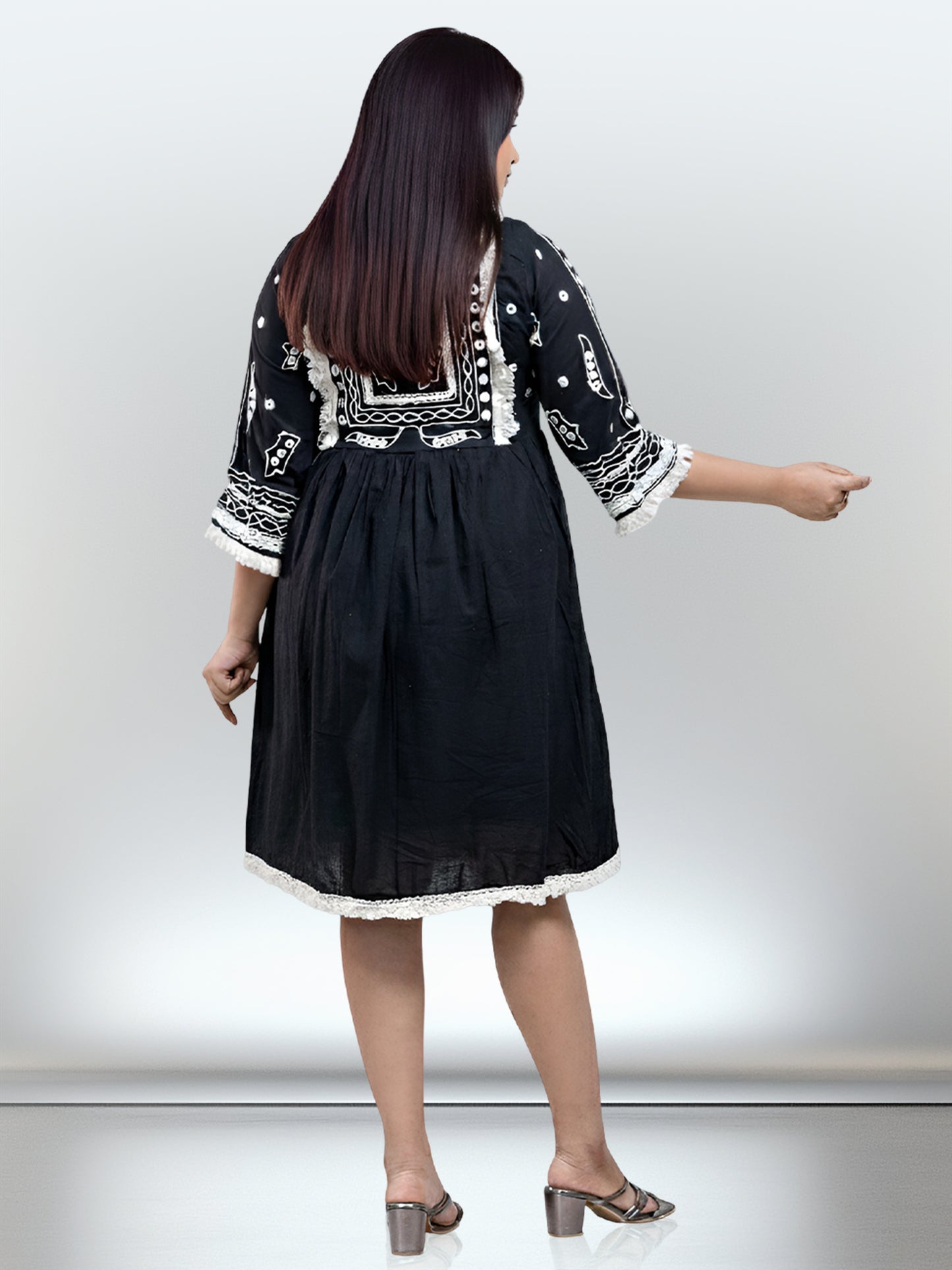 BLACK LACE WORK TUNIC