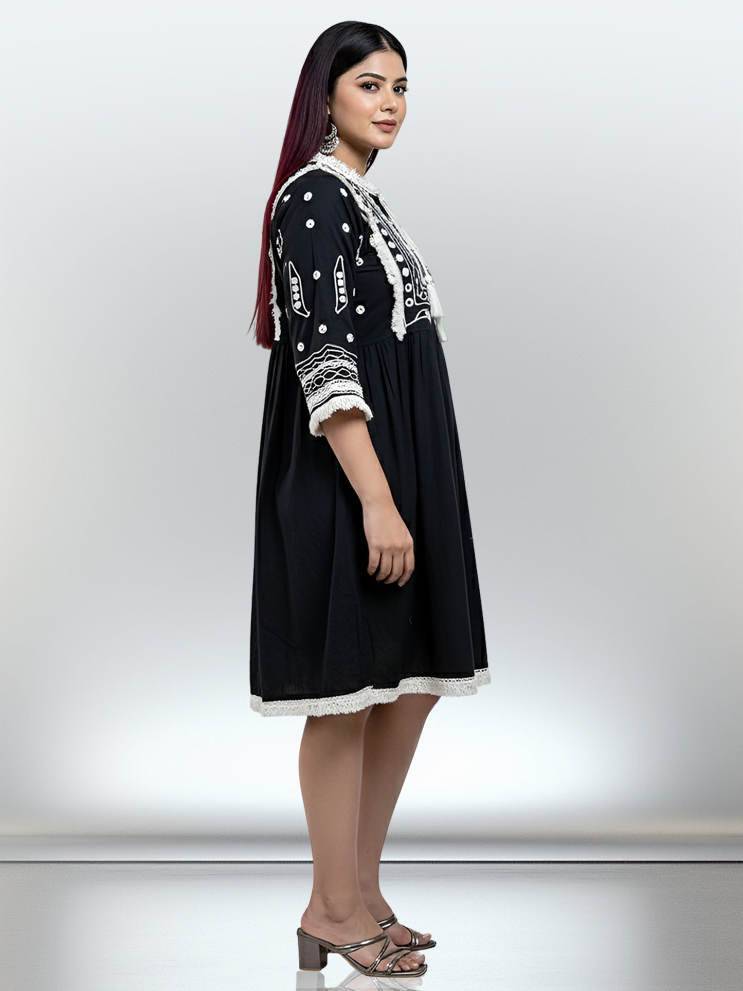 BLACK LACE WORK TUNIC