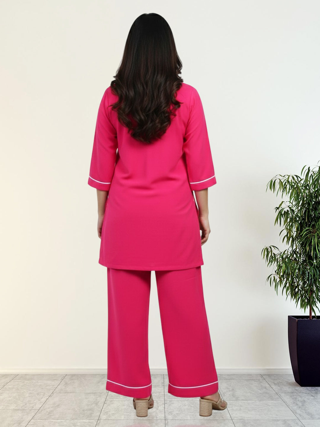 PINK WITH WHITE LINING COORDS