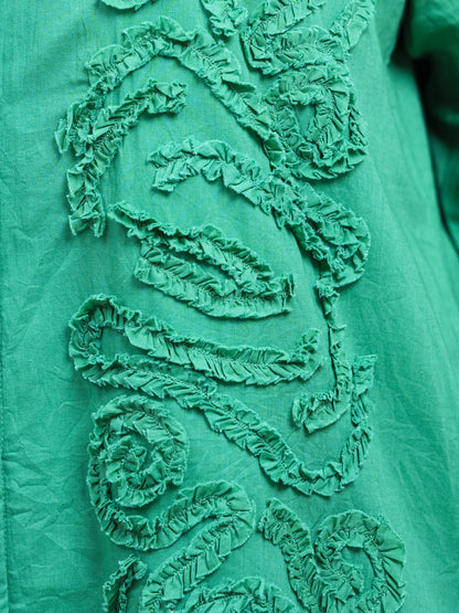 GREEN RUGGED APLIQUE DRESS