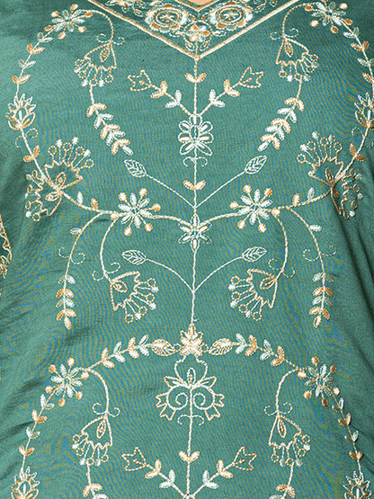 Green Silk Embellished 3pc Set
