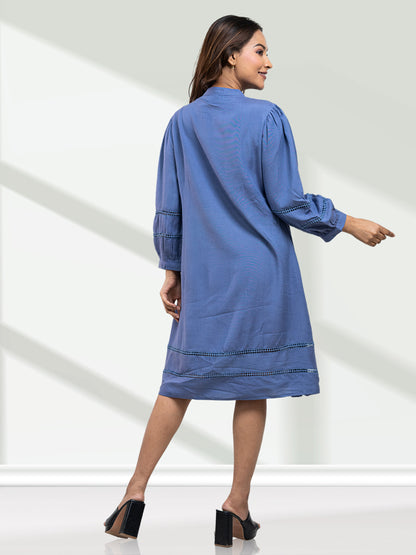 RuAK EDIT BLUE TASSEL ALINE DRESS