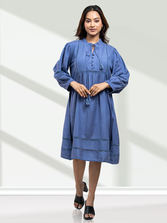 RuAK EDIT BLUE TASSEL ALINE DRESS