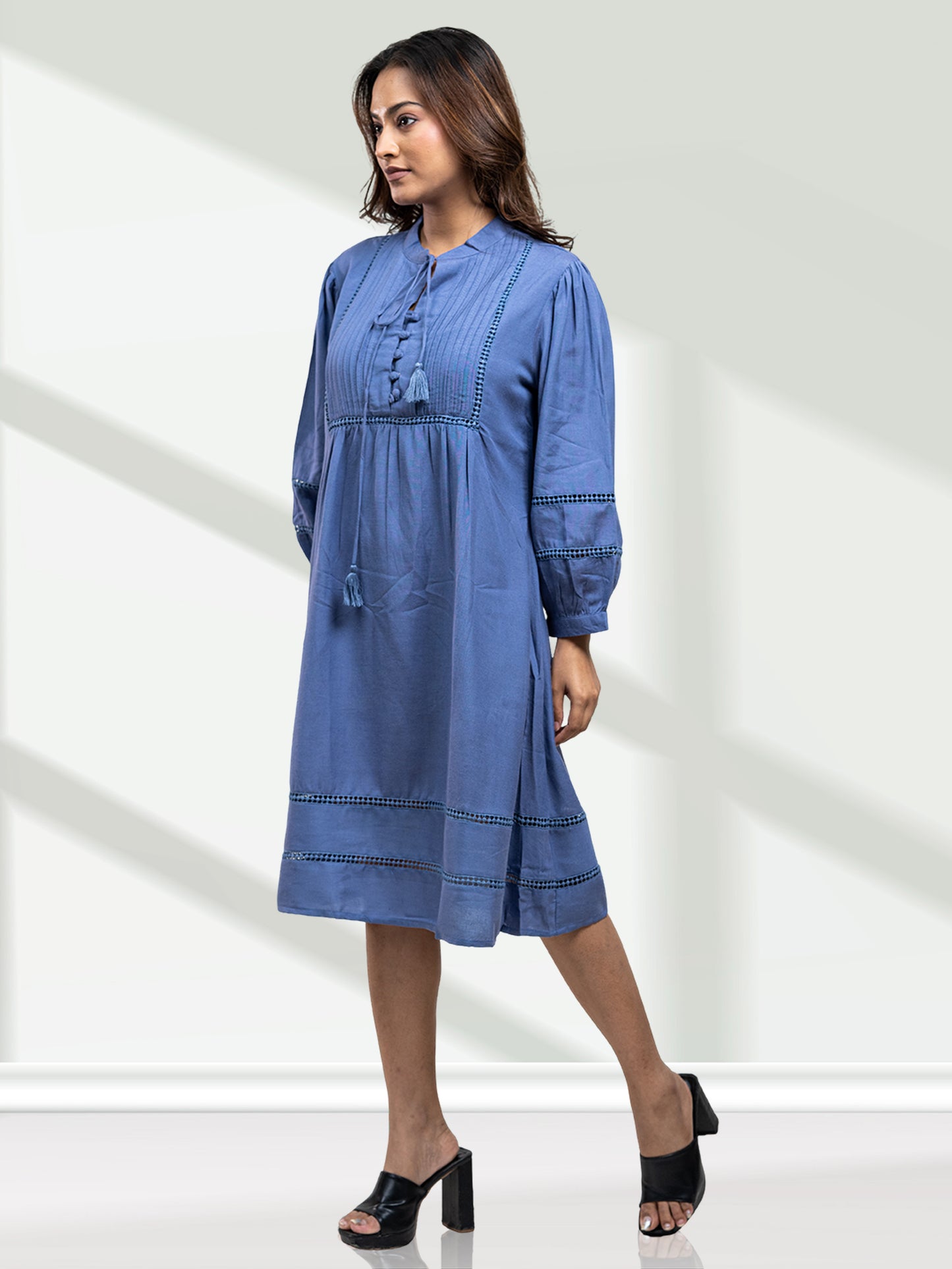 RuAK EDIT BLUE TASSEL ALINE DRESS