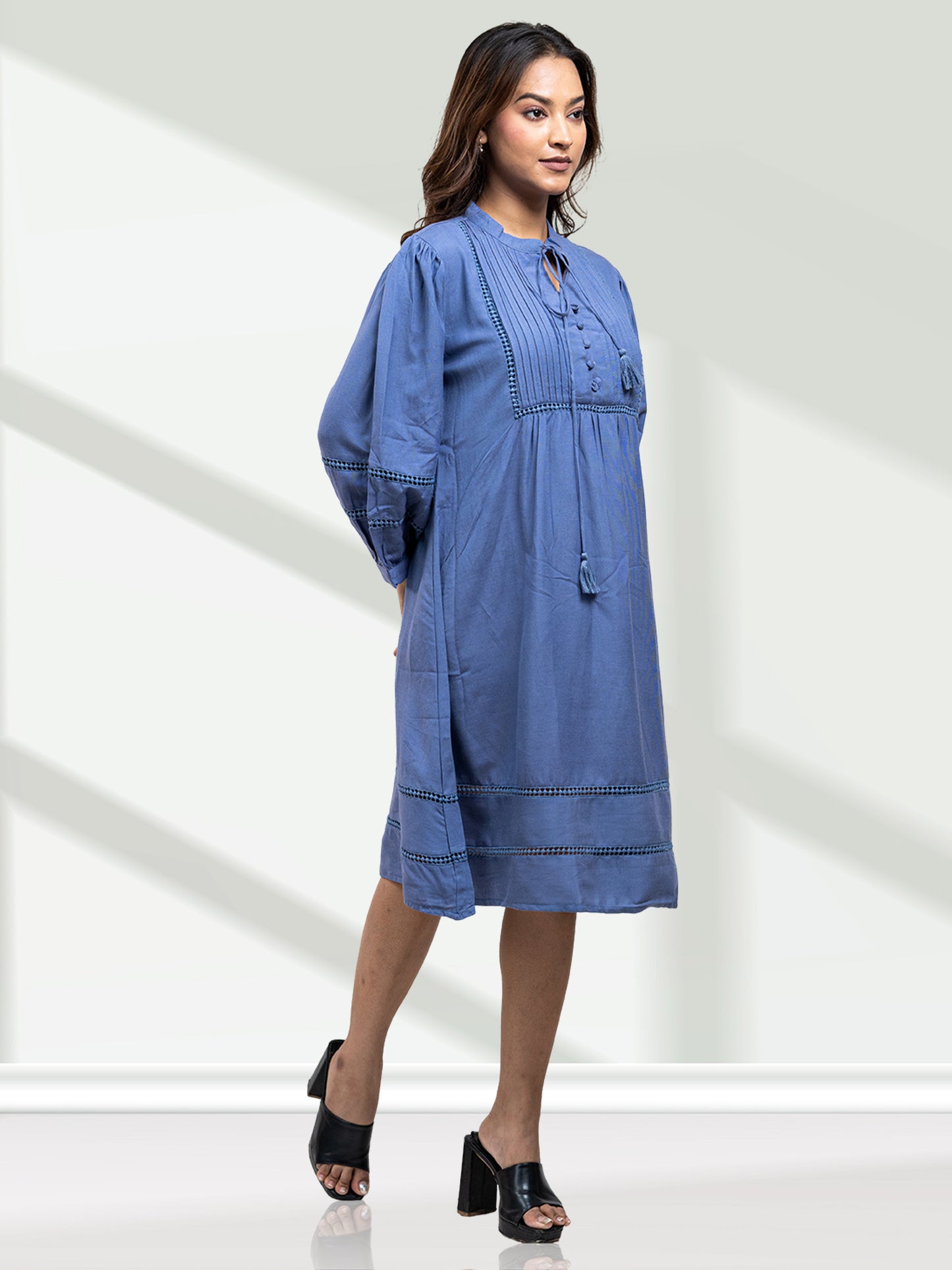 RuAK EDIT BLUE TASSEL ALINE DRESS