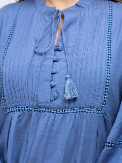 RuAK EDIT BLUE TASSEL ALINE DRESS