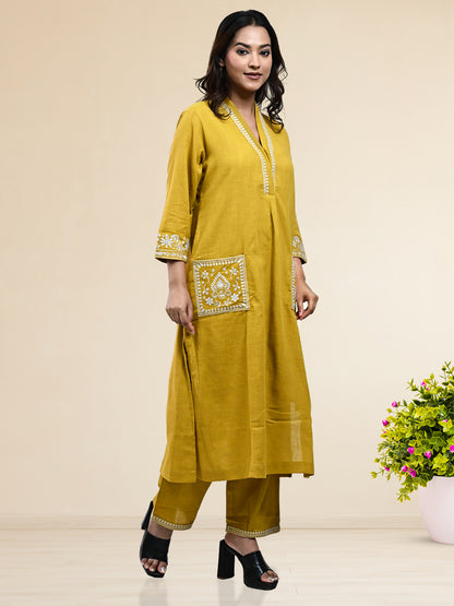 Mustard Embroidered Coords
