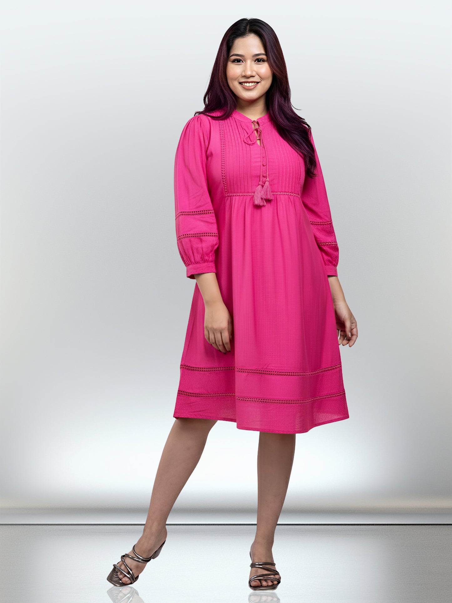 PINK TASSEL ALINE DRESS