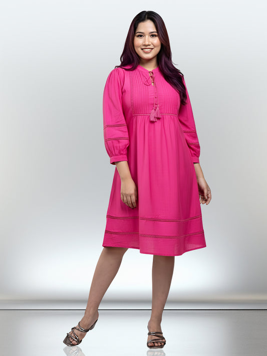 PINK TASSEL ALINE DRESS