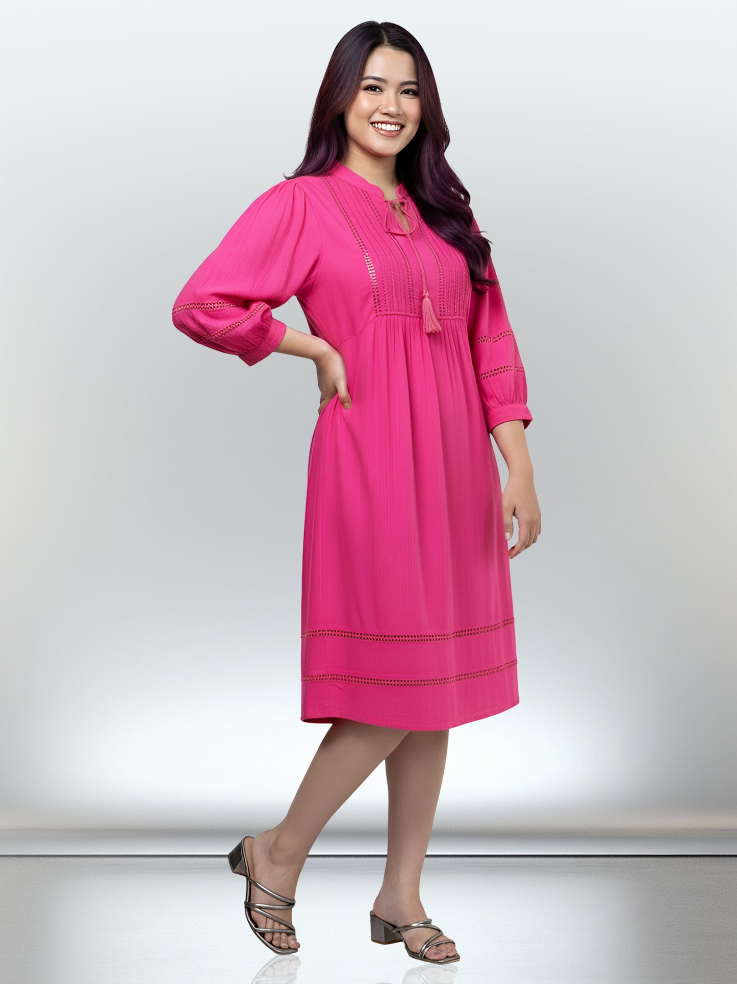 PINK TASSEL ALINE DRESS