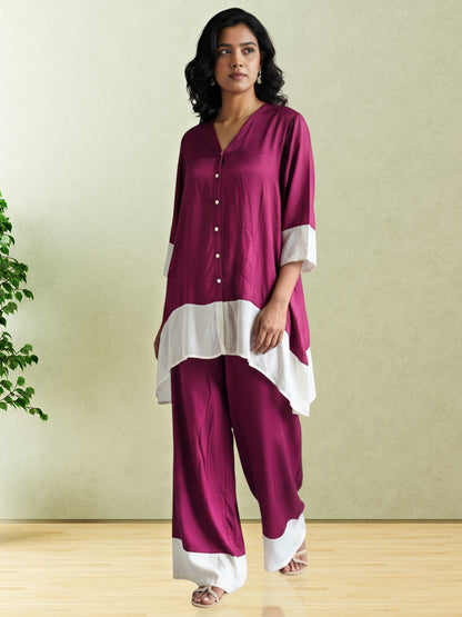 MAROON WOMEN CASUAL COORDS SET