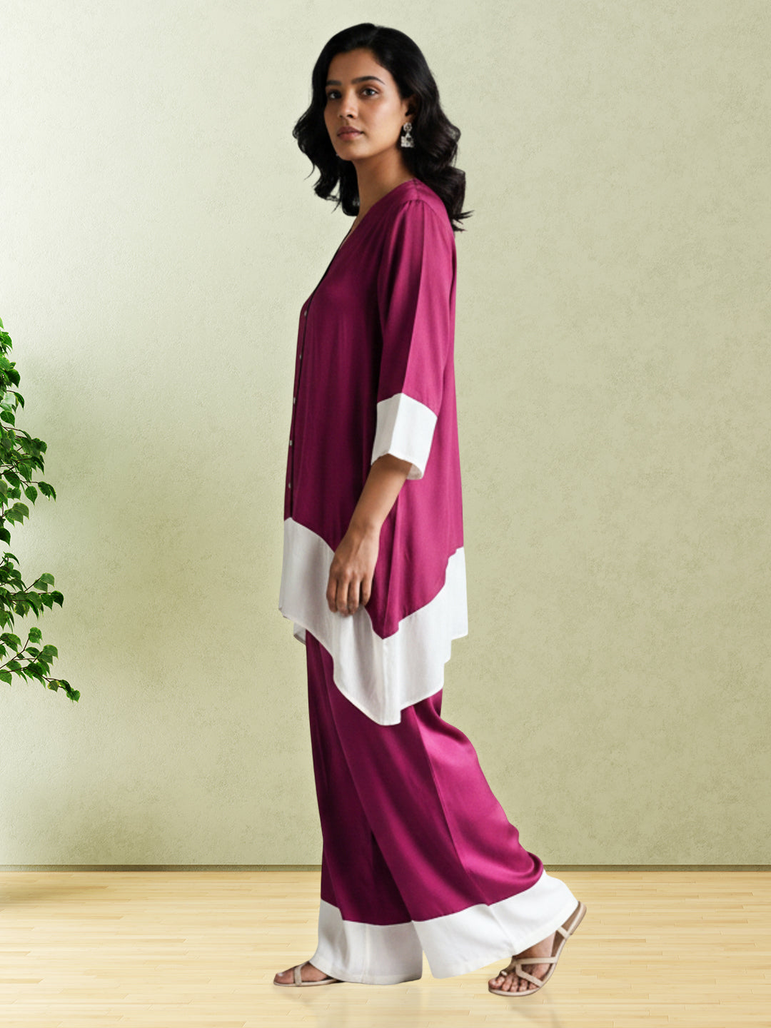 MAROON WOMEN CASUAL COORDS SET