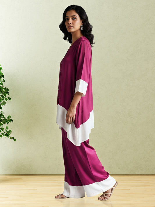 MAROON WOMEN CASUAL COORDS SET