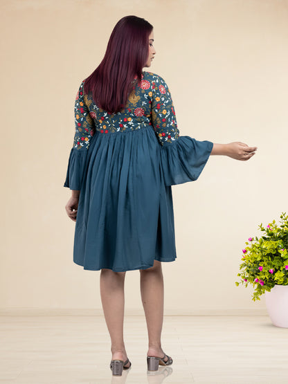 Teal Embroidered Dress