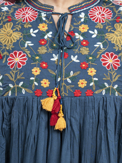Teal Embroidered Dress