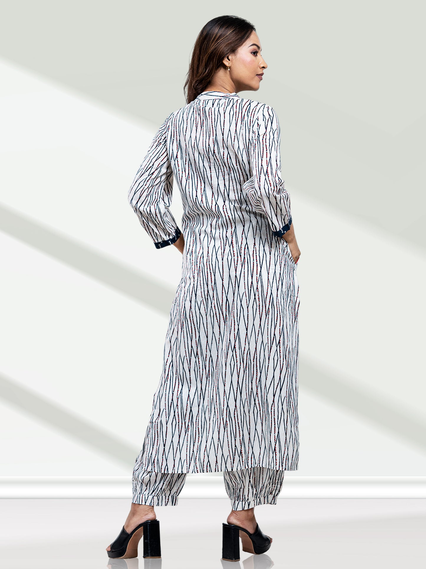 White and Blue Yoke 2pc Set