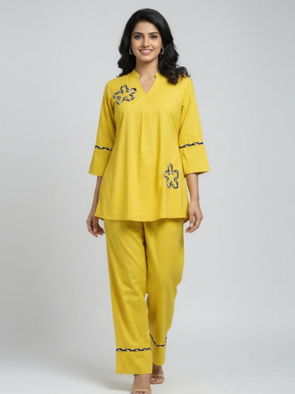 YELLOW WOMEN COORDS SET