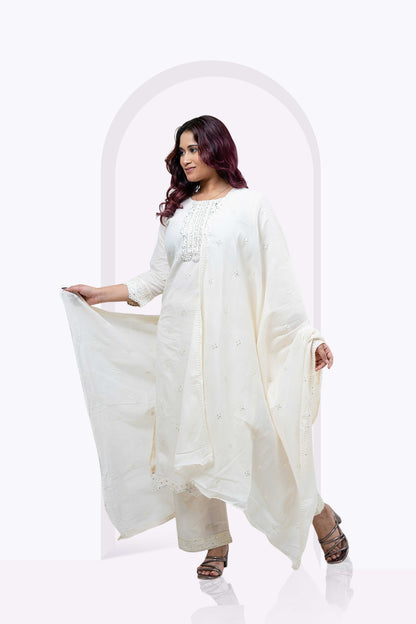 White Mirrorwork 3pc Set