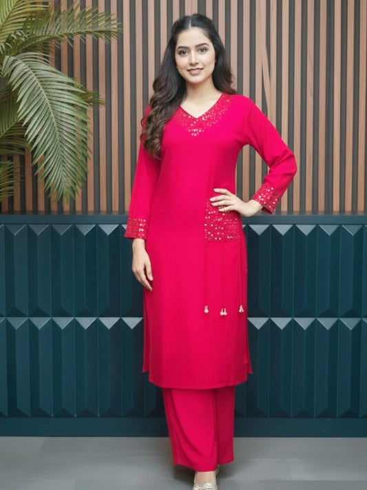 DARK PINK WOMEN COORDS SET