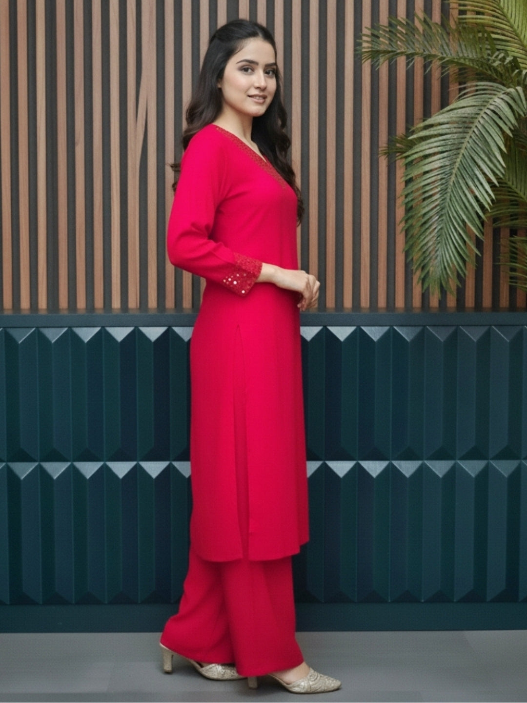 DARK PINK WOMEN COORDS SET