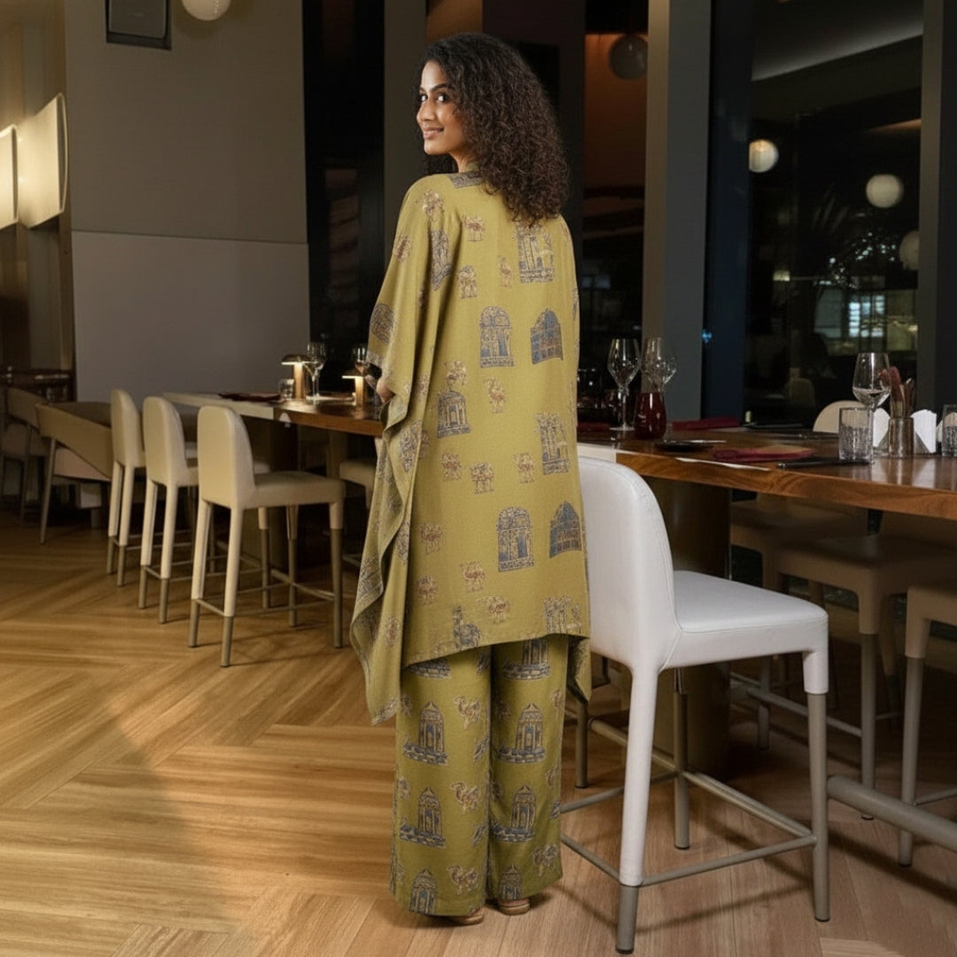 OLIVE GREEN CAFTAN SET