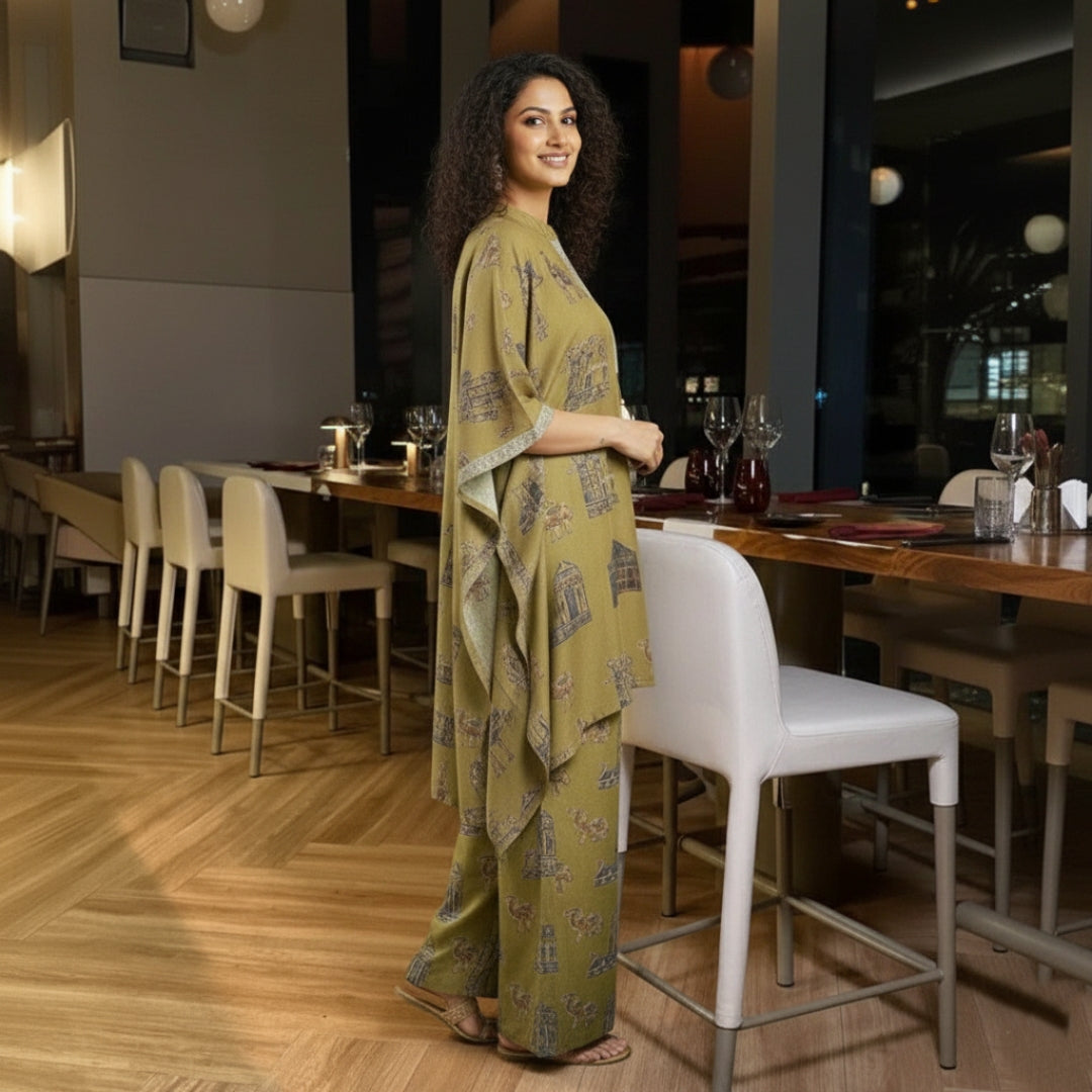 OLIVE GREEN CAFTAN SET