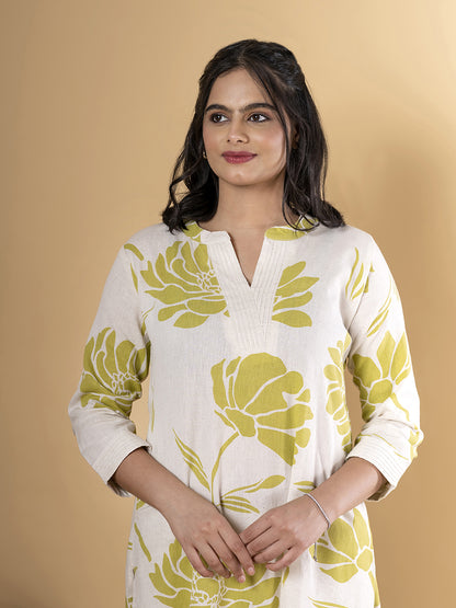 WHITE AND YELLOW PRINTED CLASSIC COORDS SET