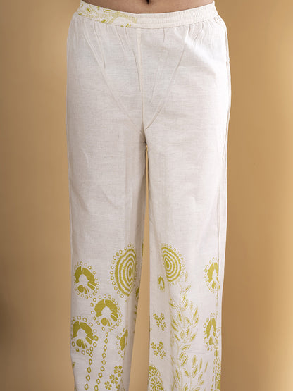 WHITE AND YELLOW PRINTED CLASSIC COORDS SET