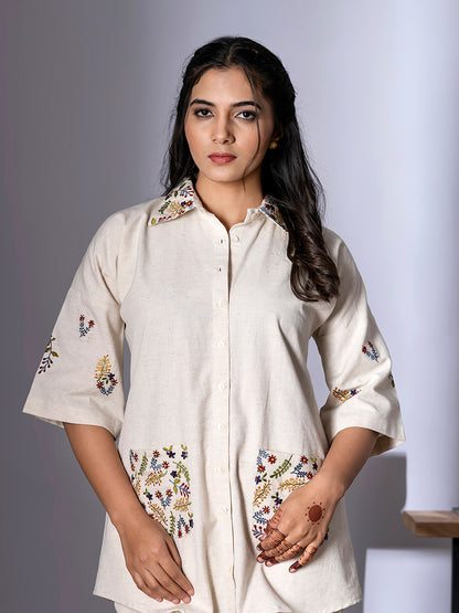 OFF WHITE ELEGANT COTTON COORDS SET