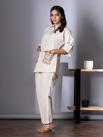 OFF WHITE ELEGANT COTTON COORDS SET