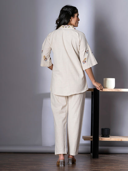 OFF WHITE ELEGANT COTTON COORDS SET