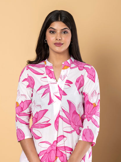 PINK AND WHITE PRINTED COORDS SET