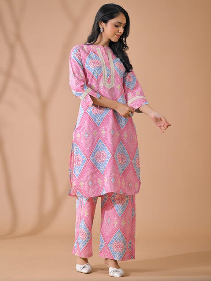 PINK ELEGANCE PRINTED COORDS SET